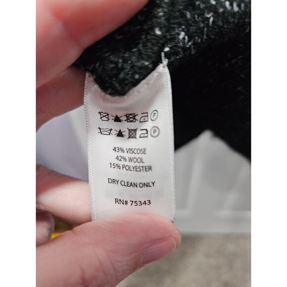 Vintage Nanette Lepore Jacquard Knit Sweater Jacket Size XL Black Gray Wool Coat - Picture 7 of 10